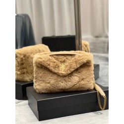 Borse Firmate Replica Saint Laurent Loulou piccola montone beige