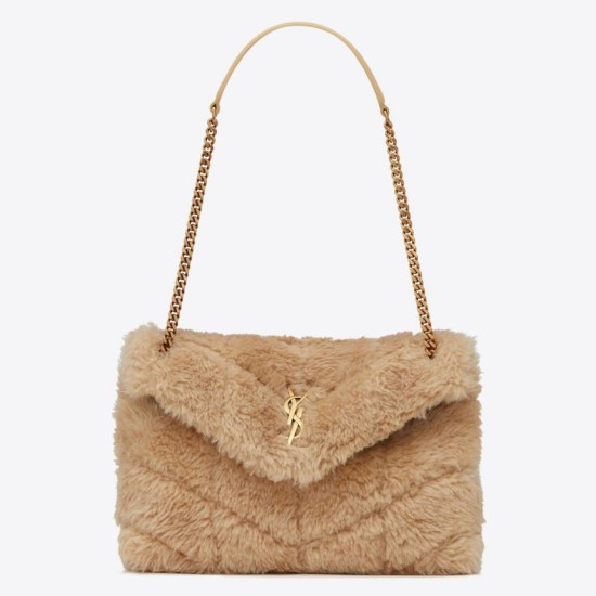 Borse Firmate Replica Saint Laurent Loulou piccola montone beige
