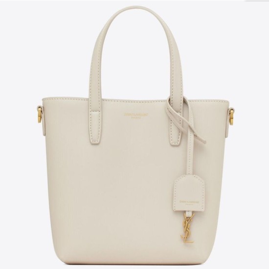 Borsa Saint Laurent Mini Toy Shopping vitello bianca
