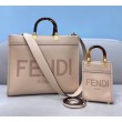 Borsa shopper media Fendi Sunshine vitello beige