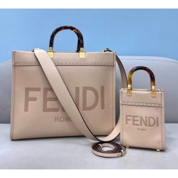 Borsa shopper media Fendi Sunshine vitello beige