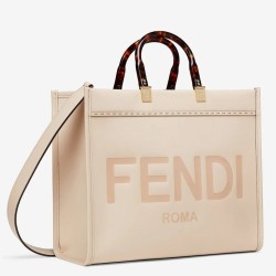 Borsa shopper media Fendi Sunshine vitello beige