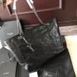 Borsa shopping Saint Laurent Niki vitello nera stropicciata