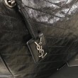 Borsa shopping Saint Laurent Niki vitello nera stropicciata