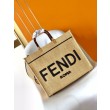 Borsa tote media Fendi Sunshine paglia nera e naturale