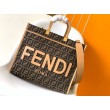 Borse Replica tote media Fendi Sunshine tessuto jacquard FF marrone