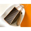 Borse Replica tote media Fendi Sunshine tessuto jacquard FF marrone