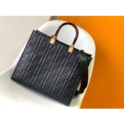 Borsa tote media Fendi Sunshine vitello FF nera