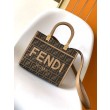 Borse Replica tote piccola Fendi Sunshine tessuto jacquard FF marrone