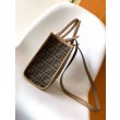 Borse Replica tote piccola Fendi Sunshine tessuto jacquard FF marrone