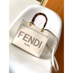 Borsa tote piccola Fendi Sunshine vitello bianca