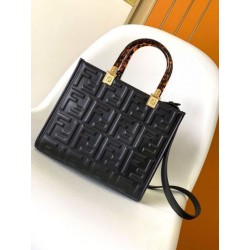 Borse Imitazioni tote piccola Fendi Sunshine vitello FF nera