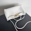 Bottega Veneta Andiamo Piccolo East/West Borsa Agnello Intrecciata Bianca