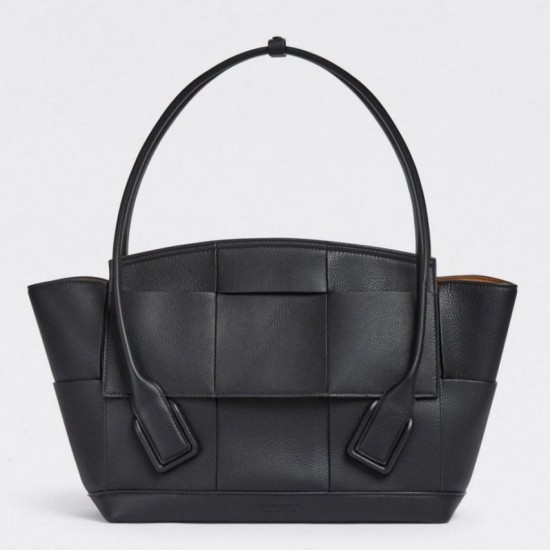 Bottega Veneta Arco Medium Borse Replica Alta Qualità Nero Granulato