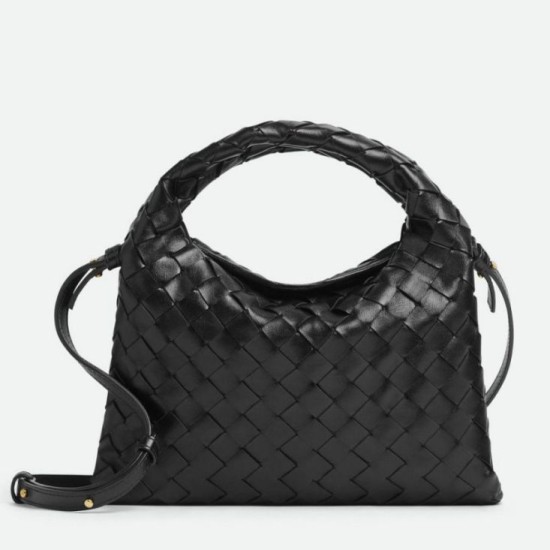 Bottega Veneta Mini Hop Borsa vitello intrecciata nera