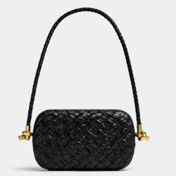 Bottega Veneta Nodo Minaudiere Su Cinturino Nero Foulard Intreccio 