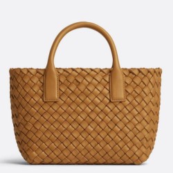 Replica Perfette Borse  Mini Cabat Bottega Veneta agnello intrecciata color caramello imitazioni