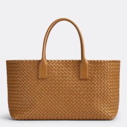 Replica Perfette Qualità superiore replica Cabat media Bottega Veneta agnello intrecciata color caramello imitazioni
