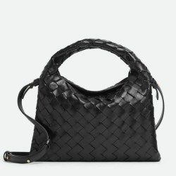 Replica Perfette Bottega Veneta Mini Hop Borsa vitello intrecciata nera imitazioni
