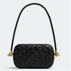 Replica Perfette Bottega Veneta Nodo Minaudiere Su Cinturino Nero Foulard Intreccio  imitazioni