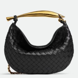 Replica Perfette Bottega Veneta Sardine Piccola Borsa con Catena Nero Agnello imitazioni
