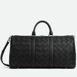 Replica Perfette Borsone medio Bottega Veneta vitello martellata intrecciata nera imitazioni