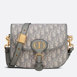 Riproduzione Fedele Borsa media Dior Bobby tela Dior Oblique grigia imitazioni