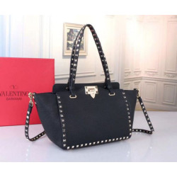 fedele Valentino Piccolo Rockstud Tote Nero Grained Calfskin