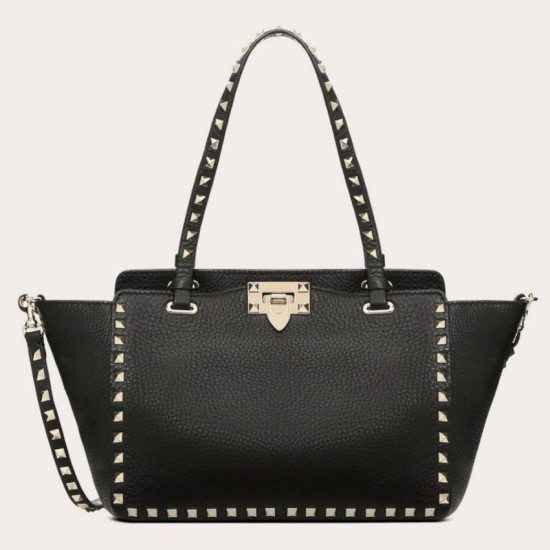 fedele Valentino Piccolo Rockstud Tote Nero Grained Calfskin fedele Valentino Piccolo Rockstud Tote Nero Grained Calfskin