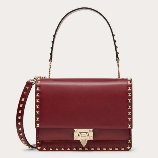 fedele Valentino Rockstud Crossbody Borse Imitazioni Rosso Vitello