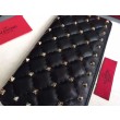 fedele Valentino Rockstud Spike Zip Portafoglio Noir Agnello