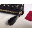 fedele Valentino Rockstud Spike Zip Portafoglio Noir Agnello