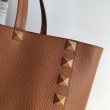 fedele Valentino Roman Stud Tote Borsa Marrone Vitello Granulato