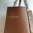fedele Valentino Roman Stud Tote Borsa Marrone Vitello Granulato