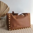 fedele Valentino Roman Stud Tote Borsa Marrone Vitello Granulato