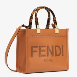 Riproduzione Fedele Borsa tote piccola Fendi Sunshine marrone vitello imitazioni