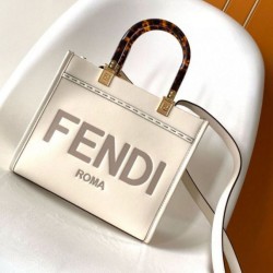 Qualità Specchio Replica Borsa tote piccola Fendi Sunshine vitello bianca Riproduzione Fedele Borsa tote piccola Fendi Sunshine vitello bianca imitazioni