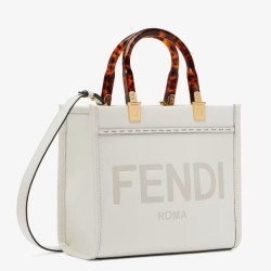 Riproduzione Fedele Borsa tote piccola Fendi Sunshine vitello bianca imitazioni