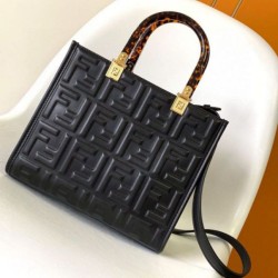 Qualità Specchio Replica Borse Imitazioni tote piccola Fendi Sunshine vitello FF nera Riproduzione Fedele Borse Imitazioni tote piccola Fendi Sunshine vitello FF nera imitazioni