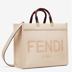 Riproduzione Fedele Borsa shopper media Fendi Sunshine vitello beige imitazioni