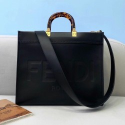 Qualità Specchio Replica Fendi Sunshine Medium Shopper Borsa vitello nera Riproduzione Fedele Fendi Sunshine Medium Shopper Borsa vitello nera imitazioni
