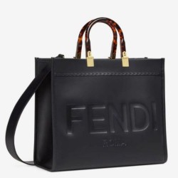 Riproduzione Fedele Fendi Sunshine Medium Shopper Borsa vitello nera imitazioni