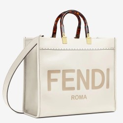 Riproduzione Fedele Fendi Sunshine Medium Shopper Borse Replica vitello bianca imitazioni