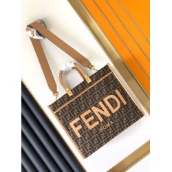Borse Replica tote media Fendi Sunshine tessuto jacquard FF marrone Borse Replica tote media Fendi Sunshine tessuto jacquard FF marrone