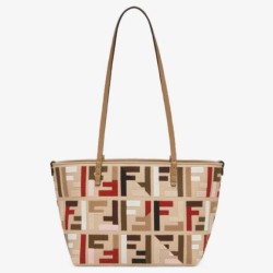 Riproduzione Fedele Bora Pari all'originale replica piccola Roll Tote Fendi tela con ricamo FF multicolore imitazioni