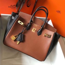 Borsa Hermes Birkin bicolore 25cm marrone/nero Clemence