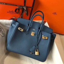 Borsa Hermes Birkin 25cm blu agata Clemence Replica qualità specchio Replica Perfette Borsa Hermes Birkin 25cm blu agata Clemence imitazioni