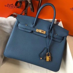 Replica Perfette Borsa Hermes Birkin 25cm blu agata Clemence imitazioni