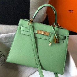 Hermes Kelly 25cm Sellier Borsa Vert Criquet Epsom