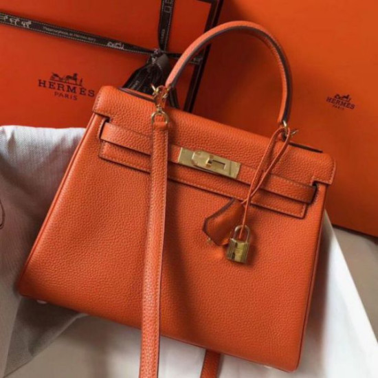 Hermes Kelly 28cm Retourne Borsa Orange Clemence Hermes Kelly 28cm Retourne Borsa Orange Clemence